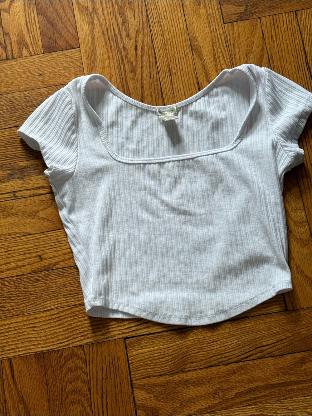 Bozzolo White Ribbed Square-Neck Crop Top